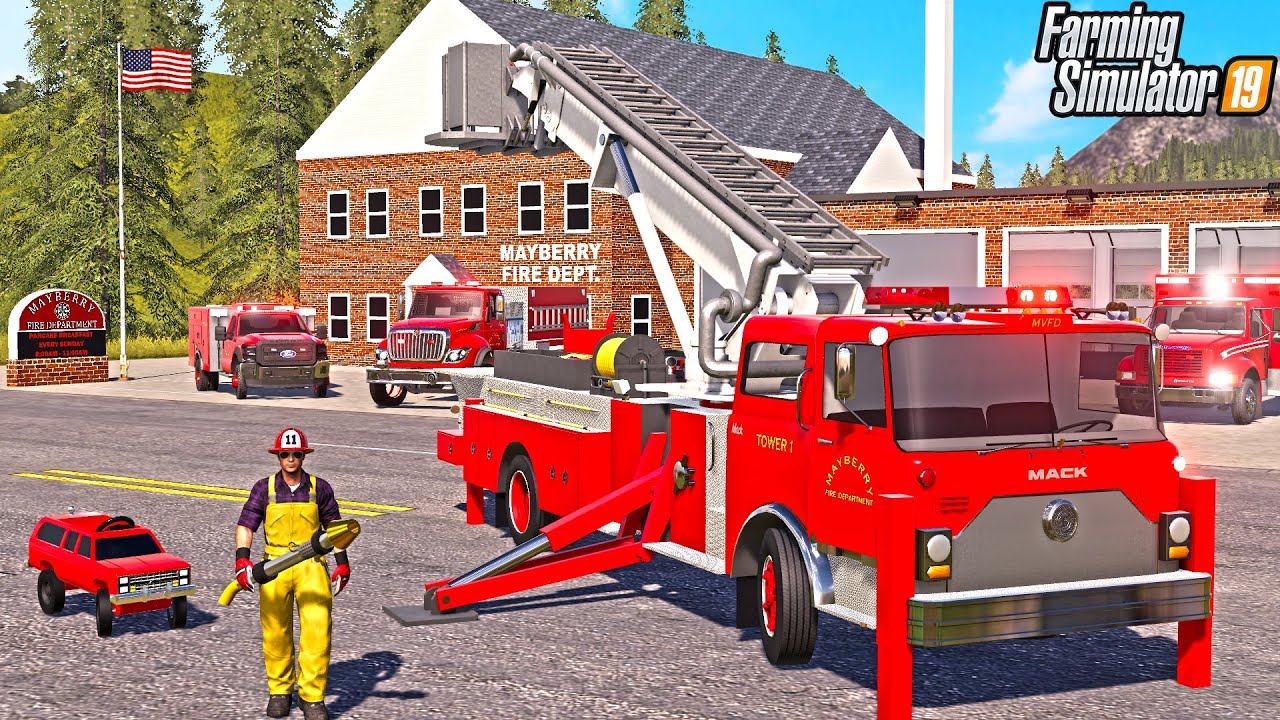OLD SCHOOL FIRE STATION BUILD | MACK FIRE ENGINE | FARMING SIMULATOR 2019