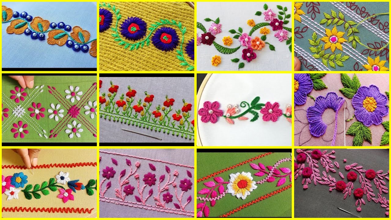 2023 floral embroidery borders for sleeves / dupatta / tablecloth / bedsheets