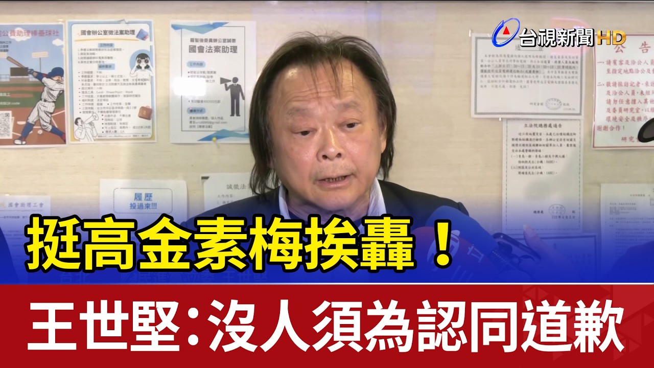 挺高金素梅挨轟！ 王世堅：沒人須為認同道歉