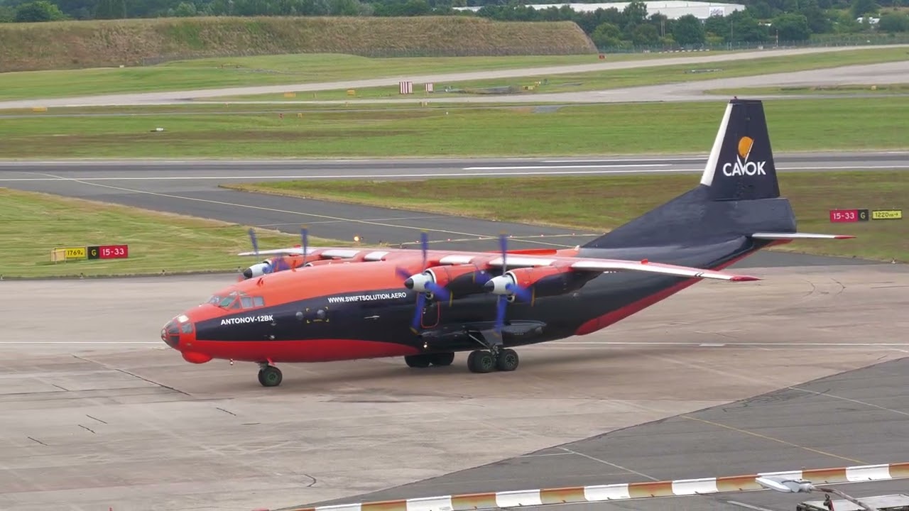 Antonov An-12BK Landing at Birmingham Airport | Rare Aircraft Sighting! 🛬