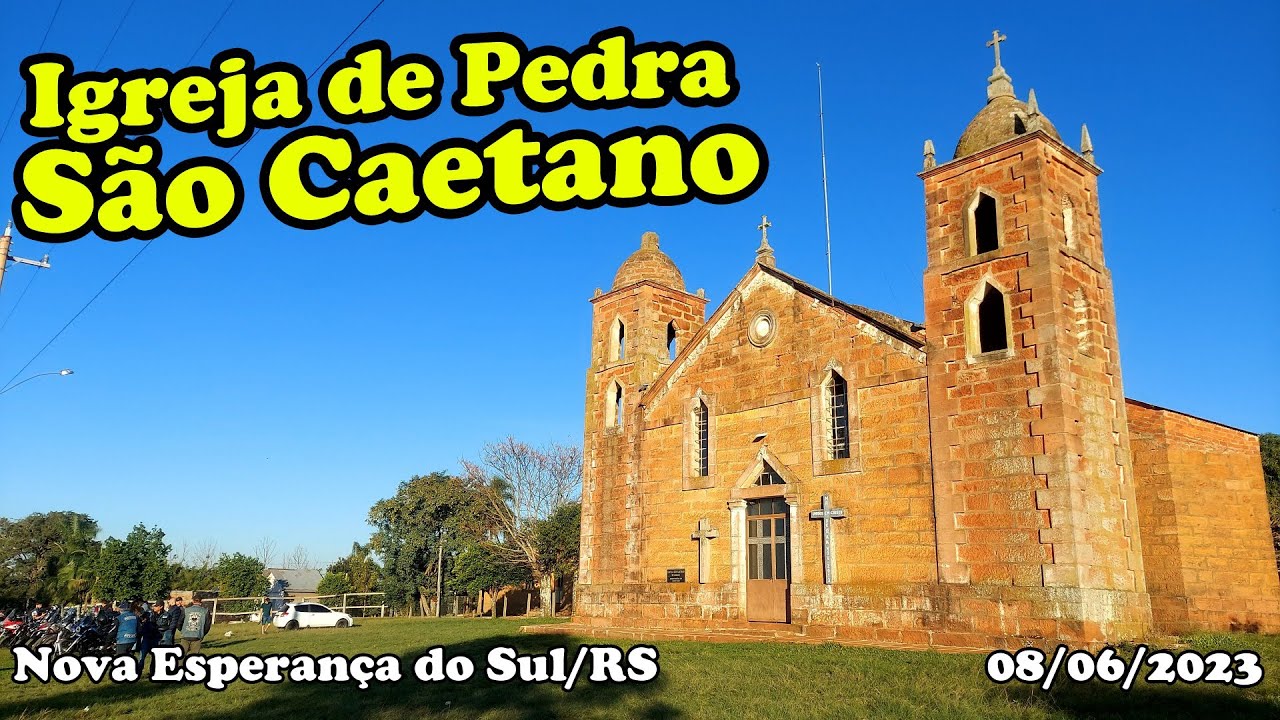 Igreja de Pedra São Caetano - Rota e Interior da Igreja - Nova Esperança do Sul - TURISMO RS