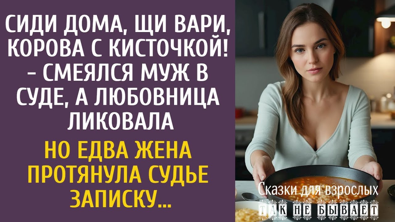 Сиди дома щи вари, корова с кисточкой! - смеялся муж… Но едва Вера протянула судье ЭТУ записку…