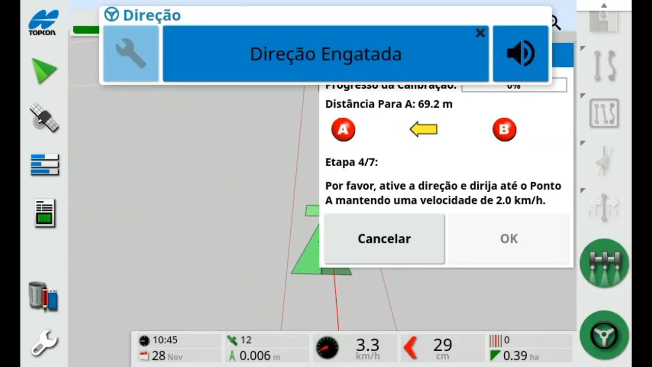 Calibração de bússola e BIOS de montagem piloto TOPCON