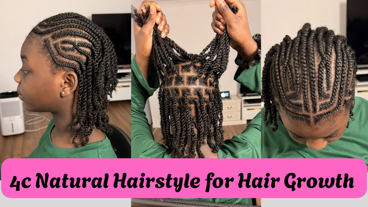 Protective Hairstyle for Fast Hair Growth | Cornrows + Twist Tutorial