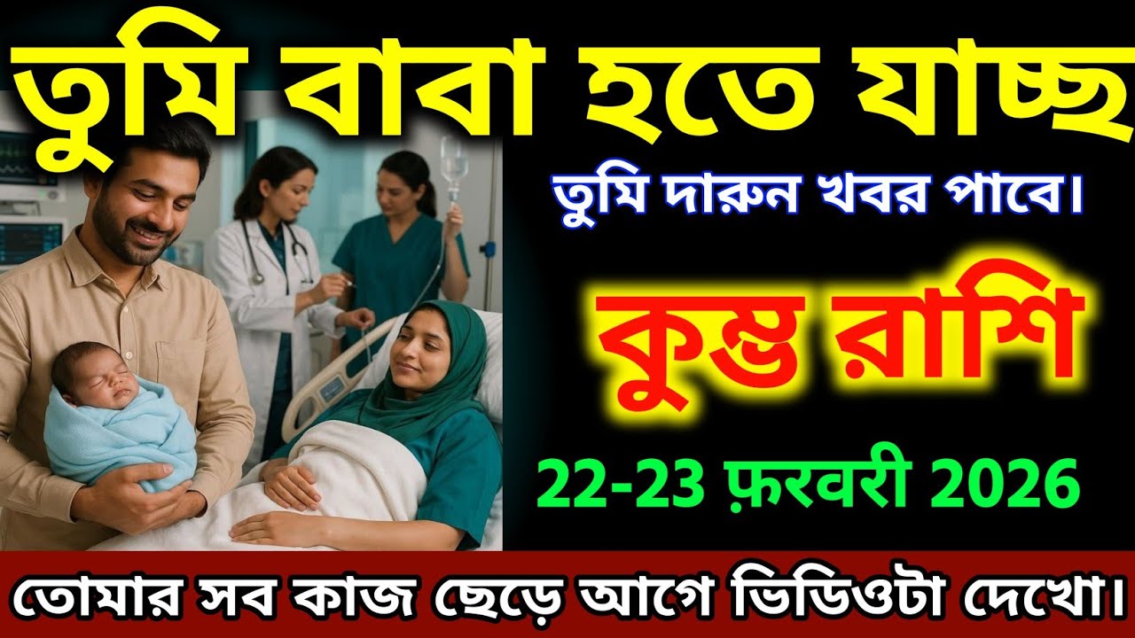 কুম্ভ রাশি,২২-২৩ ফেব্রুয়ারী, ২০২৬ তুমি বাবা হতে যাচ্ছ তোমার সব কাজ ছেড়ে আগে ভিডিওটা দেখো। 