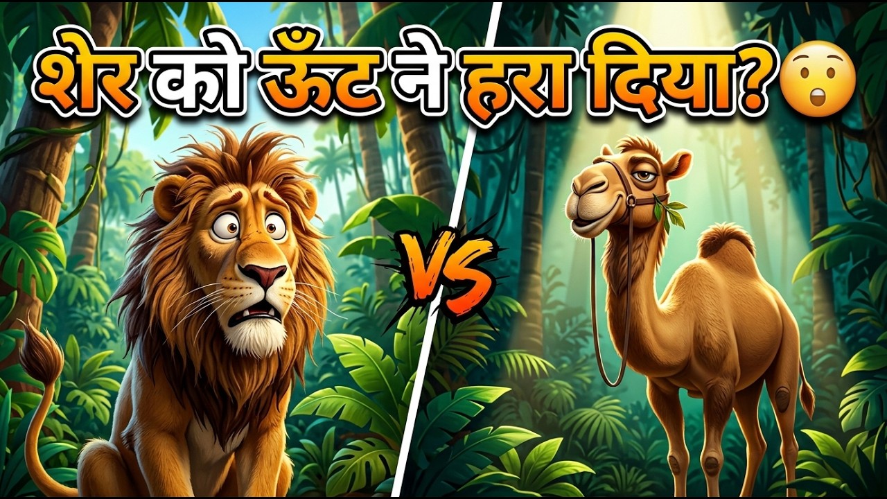 मूर्ख शेर और बुद्धिमान ऊँट 🦁🐪 | Panchatantra Ki Kahani | Hindi Moral Story | AI Cinematic Story