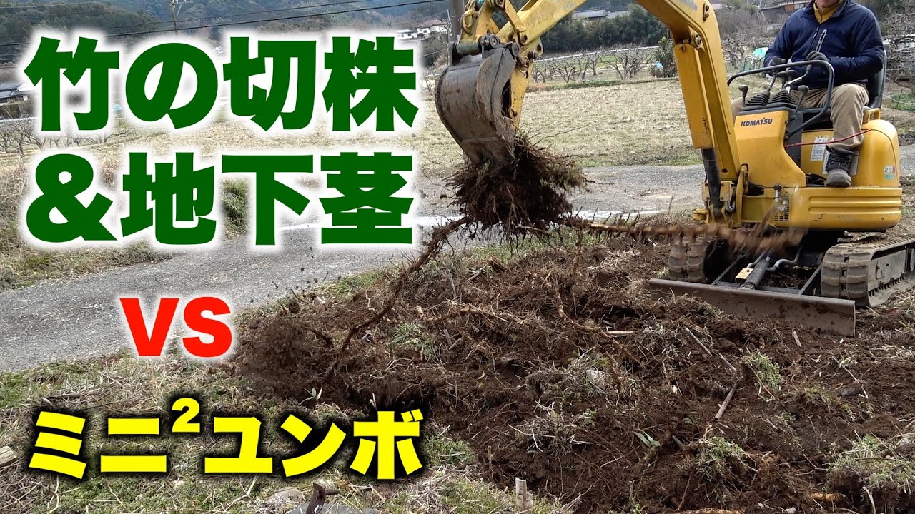 竹の侵食を食い止めるためにミニユンボで掘り散らかす！