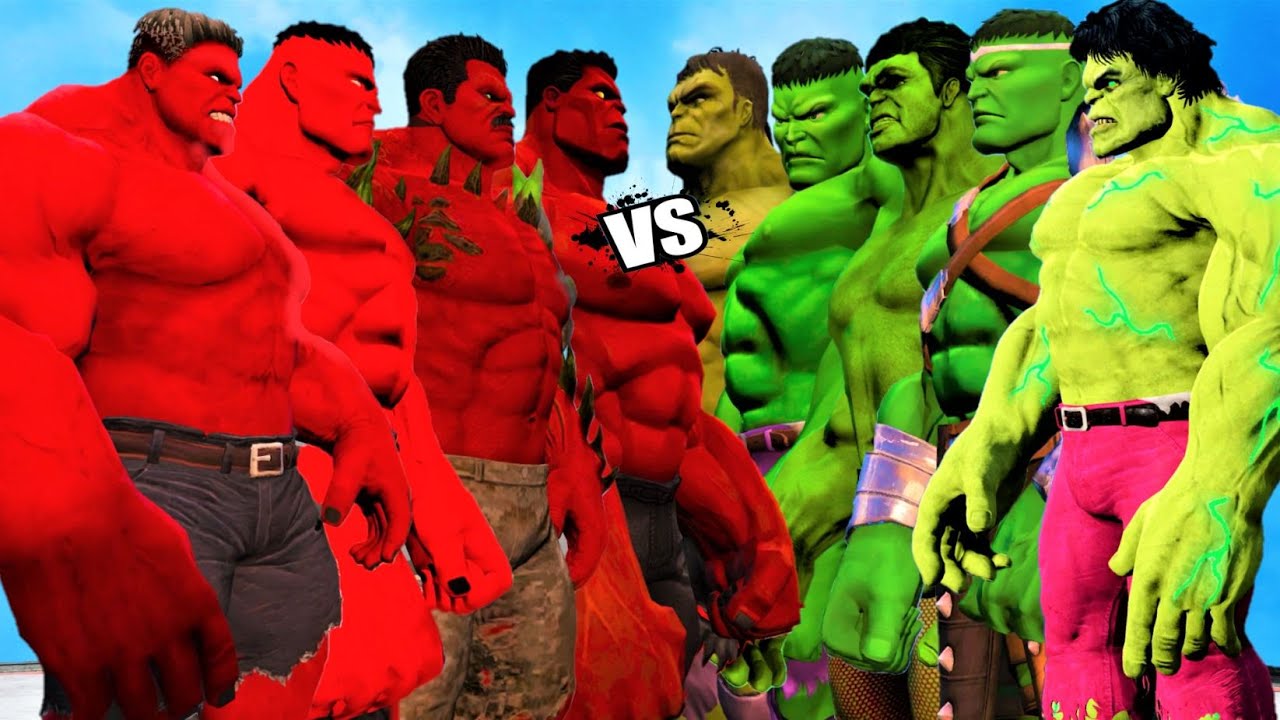 TEAM GREEN HULK vs TEAM RED HULK - HULK BATTLE - EPIC BATTLE WAR