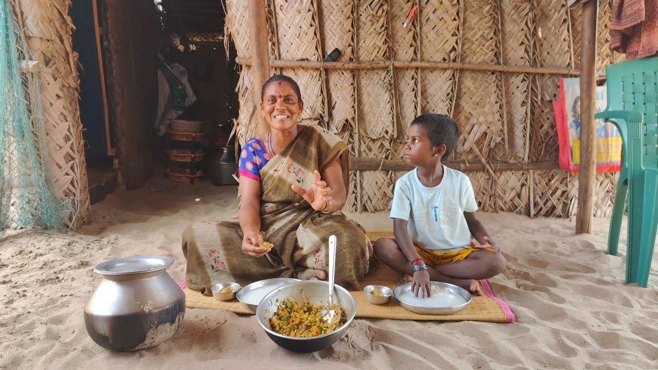 வித்தியாசமான முறையில் பாவற்காய் பொரியல் பழைய கஞ்சி சுவையான சாப்பாடு