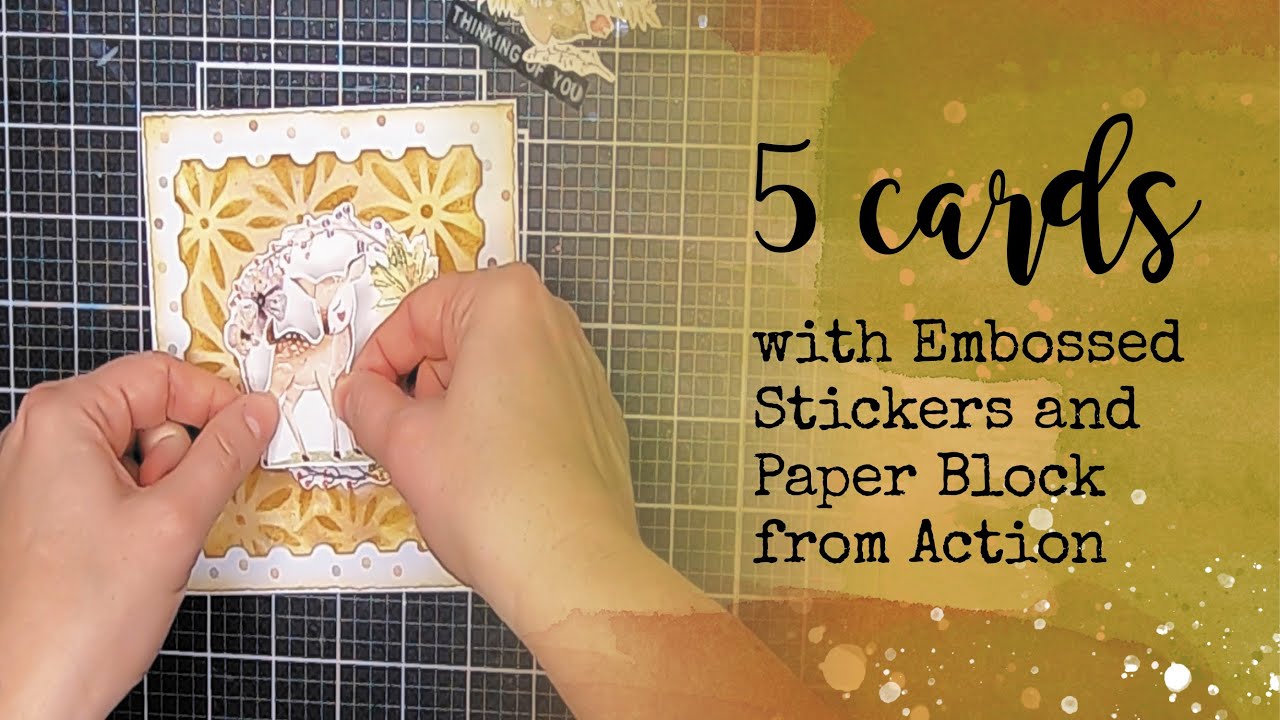 5 Cards – Embossed Stickers & Paper Block from Action