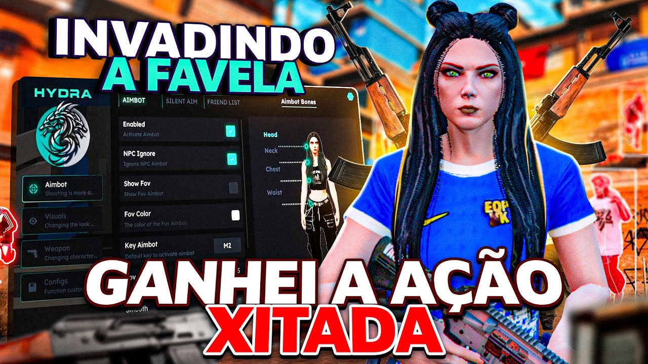 INVADI A FAVELA XITADA E GANHEI A AÇÃO COM MOD MENU NO GTA RP - HYDRA MENU