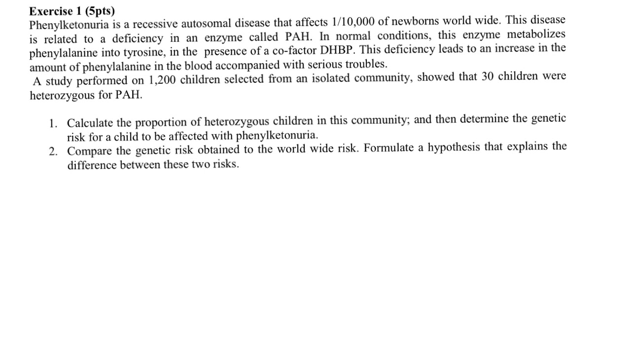 Grade 12: #3 Risk (autosomal recessive) 2008 2nd session
