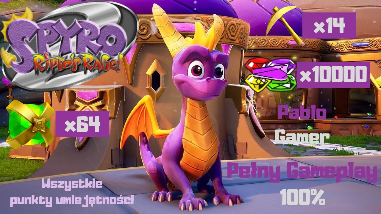 (Spyro 2: PS4) Pełny Gameplay 100% (All: kule, talizmany, skarby i punkty umiejętności)