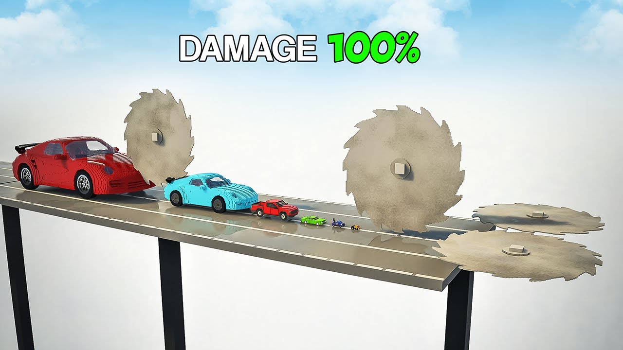 Big And Small Cars vs Saw Blades (damage test) | Teardown