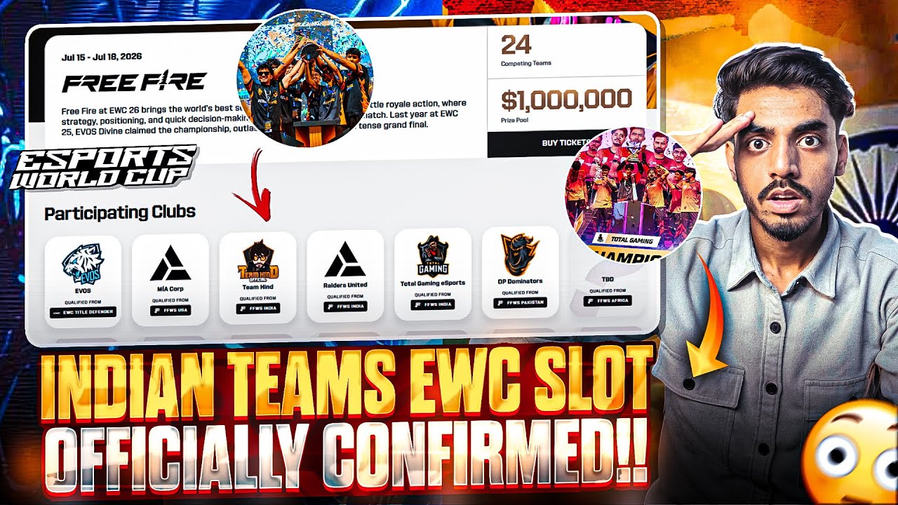 INDIA SLOT OFFICIALLY CONFIRMED IN EWC 2026✈️🇮🇳  | ESPORTS WORLD CUP SLOT 2026 | FREE FIRE ESPORTS