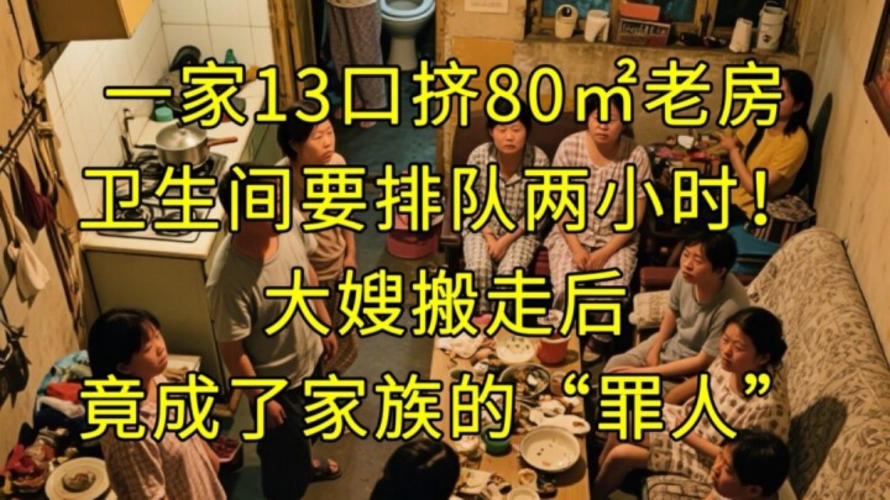 一家13口擠80㎡老房，衞生間要排隊兩小時！大嫂搬走後，竟成了家族的“罪人”#家庭情感 #情感故事 #故事 #故事分享 #人生百态