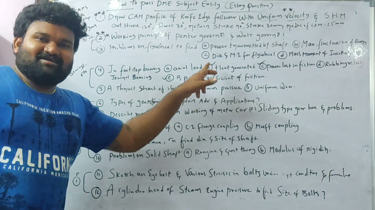 How to pass DME design of machine elements essays easily@Mechanical tech telugu