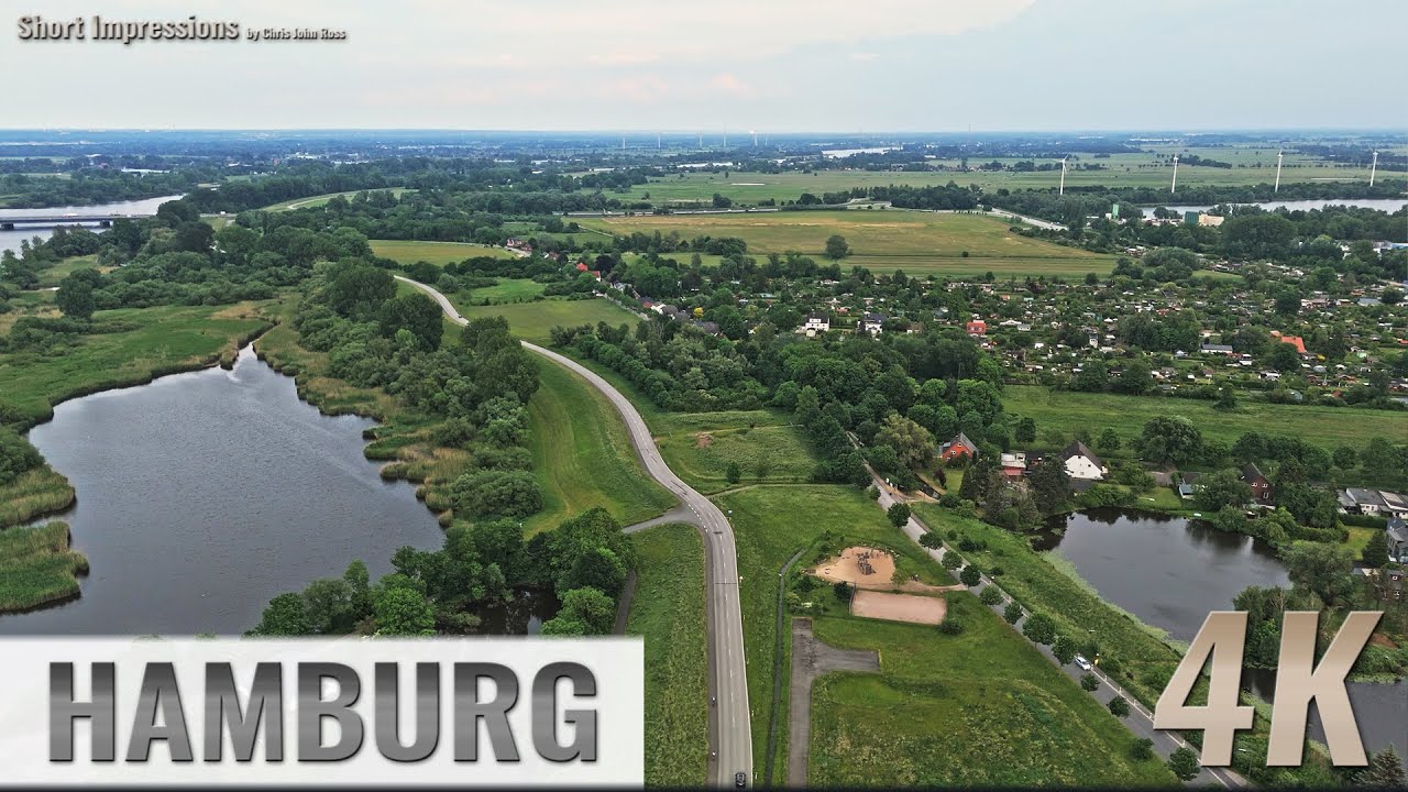 Hamburg, Germany: Neuland - Süderelbe - Schwenssand Hauptdeich, Neuländer Elbdeich - 4K UHD - 0271