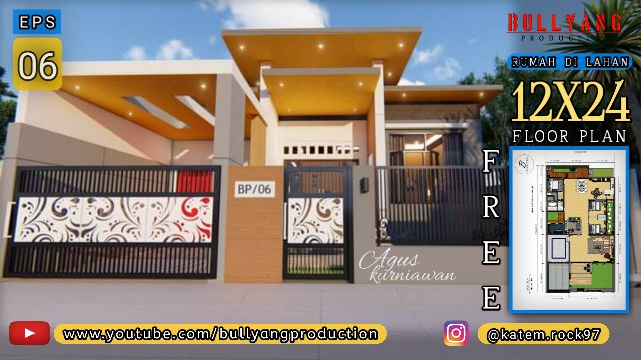 Desain rumah dilahan 12 x 22 meter,  modern kontemporer. rumah bpk budi (jawa tengah)