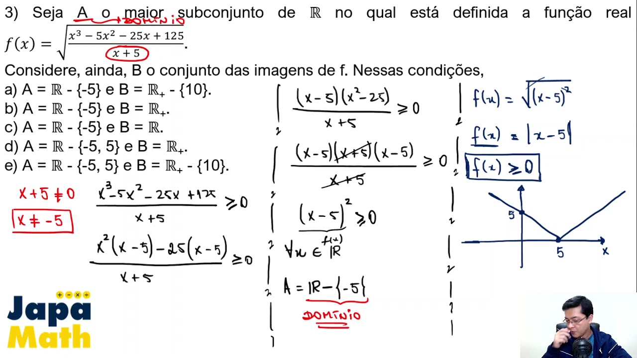 Prova Resolvida EsPCEx (2018 - 2019) - Domínio e Imagem