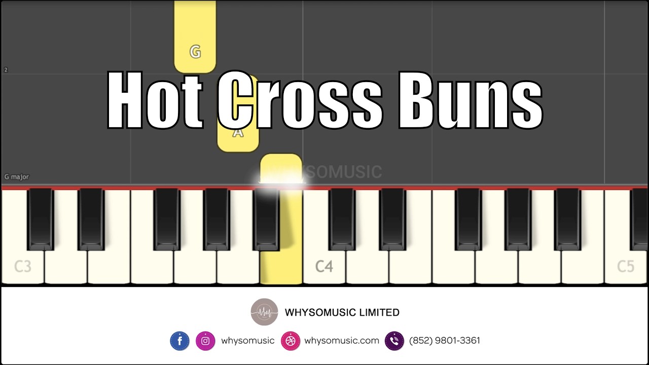 Hot Cross Buns with Left Hand  | Piano | Easy Piano Tutorial | 鋼琴教學