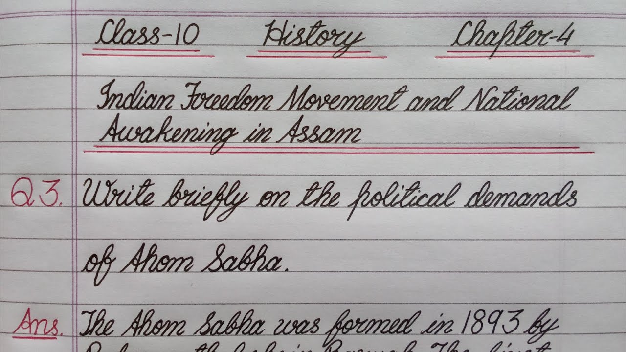 Write briefly on the political demands of Ahom Sabha. / Class 10 / History / Chapter 4