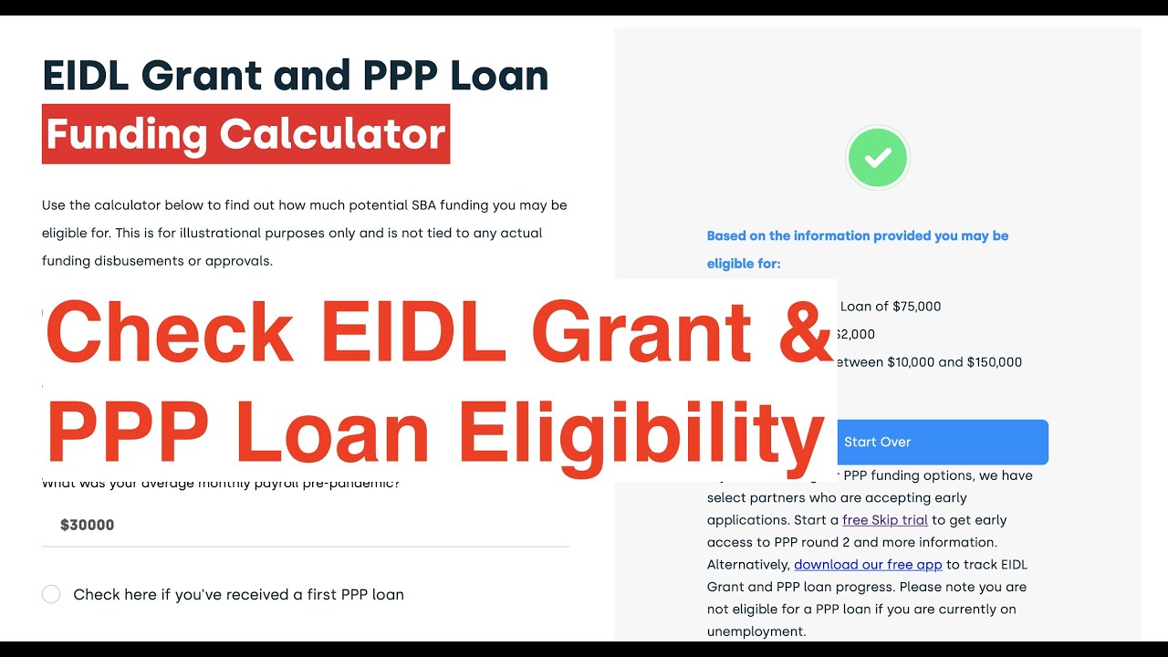 Calculate EIDL Grant and PPP Loan Eligibility | EIDL Grant Application Updates