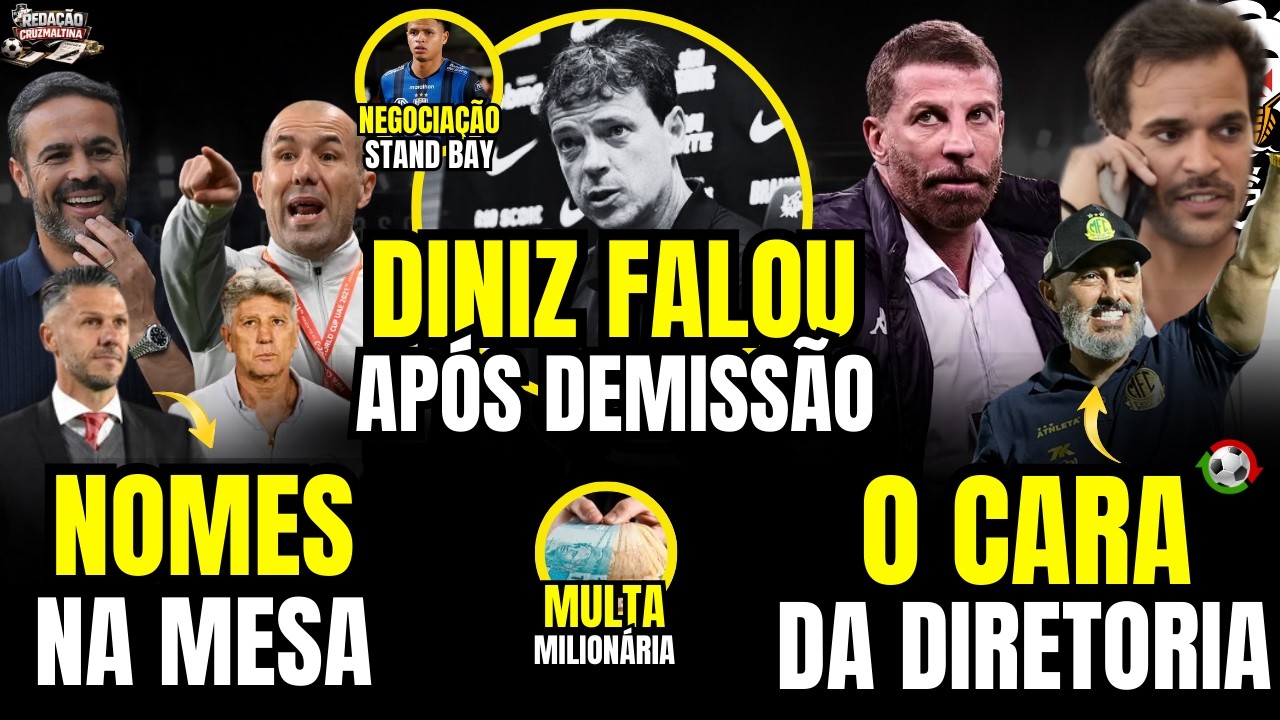 🚨 DINIZ FAZ PRONUNCIAMENTO APÓS DEMISSÃO, VASCO DEFINE PERFIL DE TREINADOR, PREJUÍZO MILIONÁRIO E+