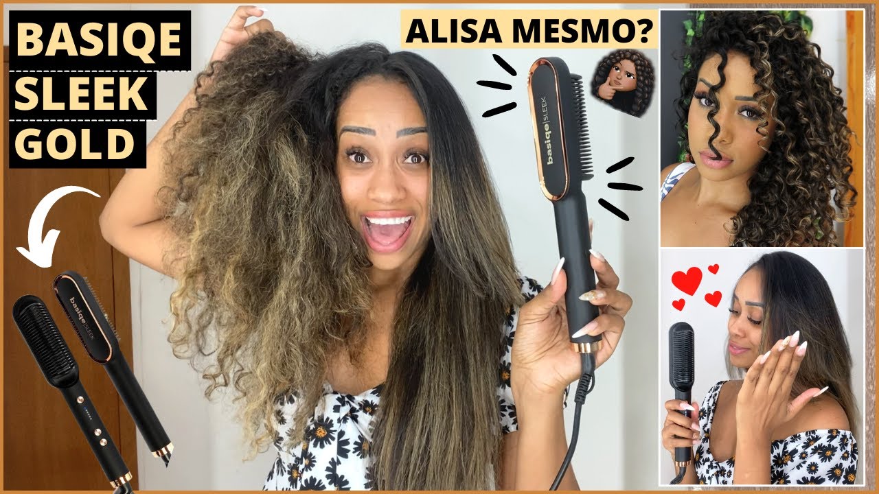 TESTEI A BASIQE SLEEK GOLD - PENTE ALISADOR l Alisa mesmo? Primeira vez usando @sarahgontijo