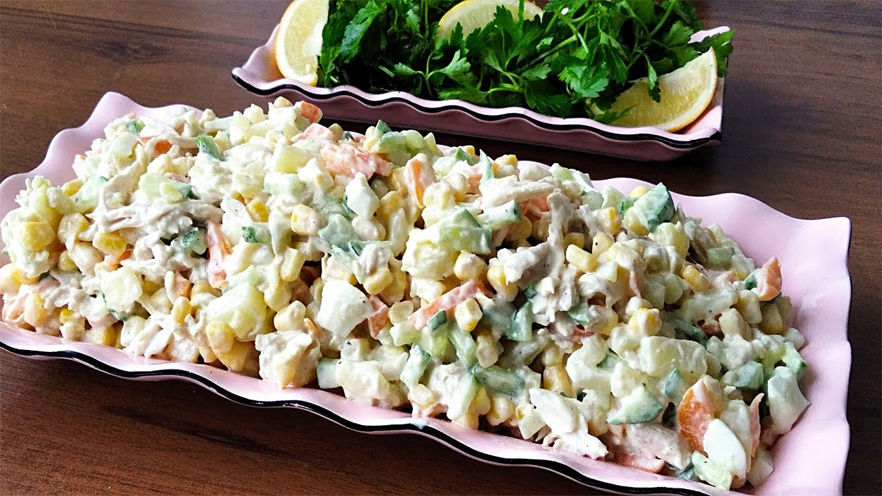 Bu Salati Yeyən Hərkəs Bəyənir.&Ccedil;ox Dadli Lezzetli Qargidali Salat resepti.Вкусный Кукурузный салат.