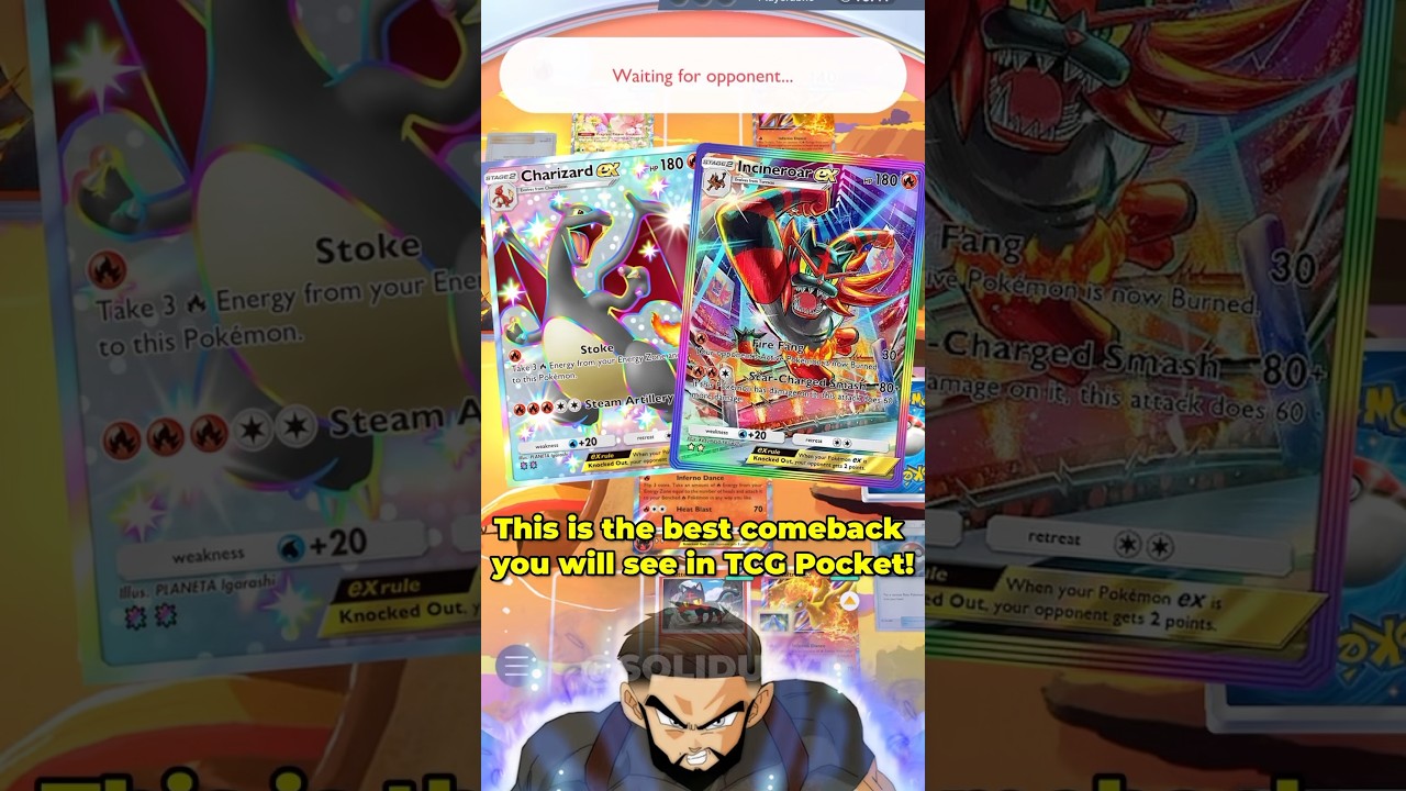 Shiny Charizard EX Vs Incineroar EX | Pokemon TCG Pocket