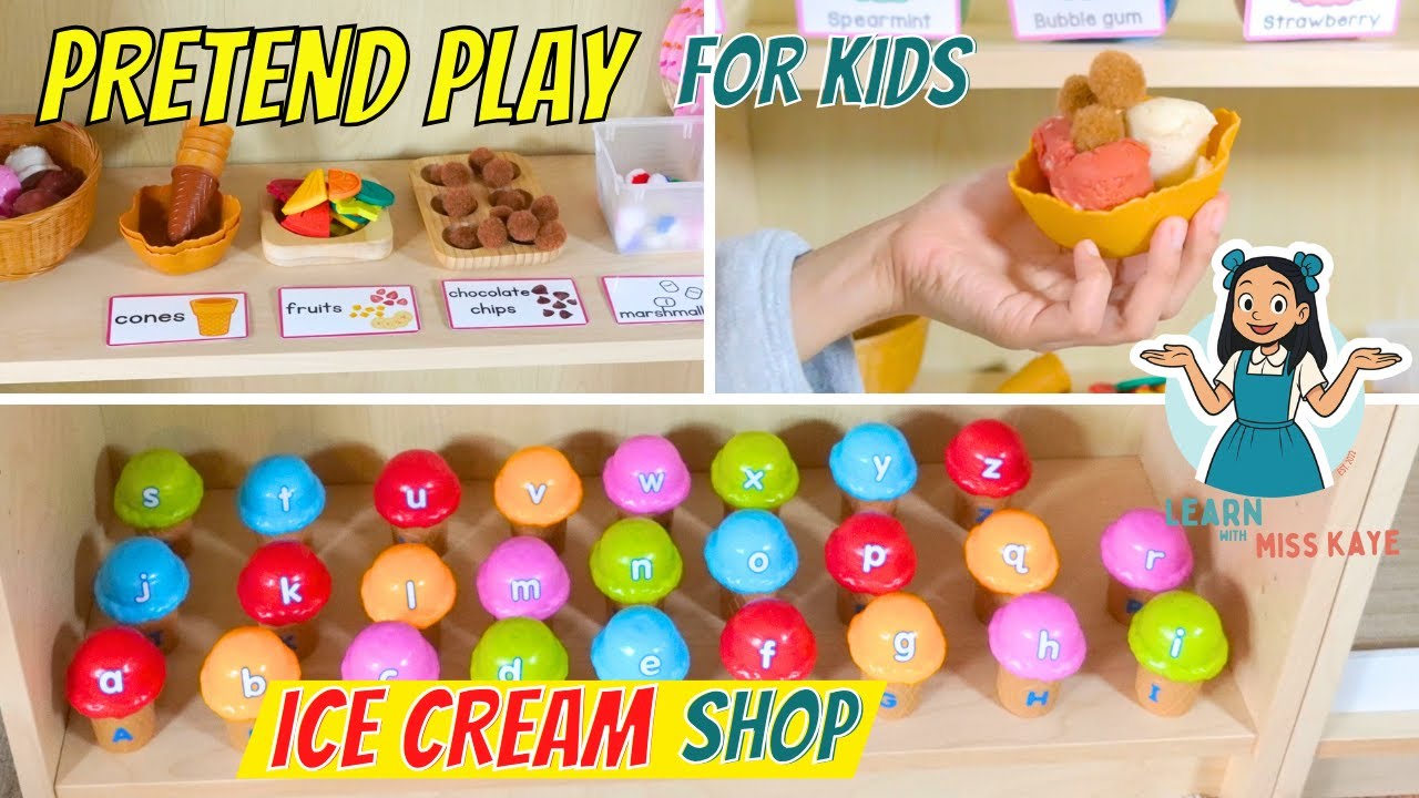 Игра в магазин мороженого из пластилина Play-Doh | Дети учатся цветам, словам, составляют предлож...