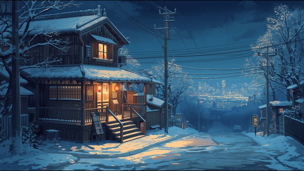 “Snowy Japanese Night Street – Cozy Winter Ambience for Sleep, Relax & Study”