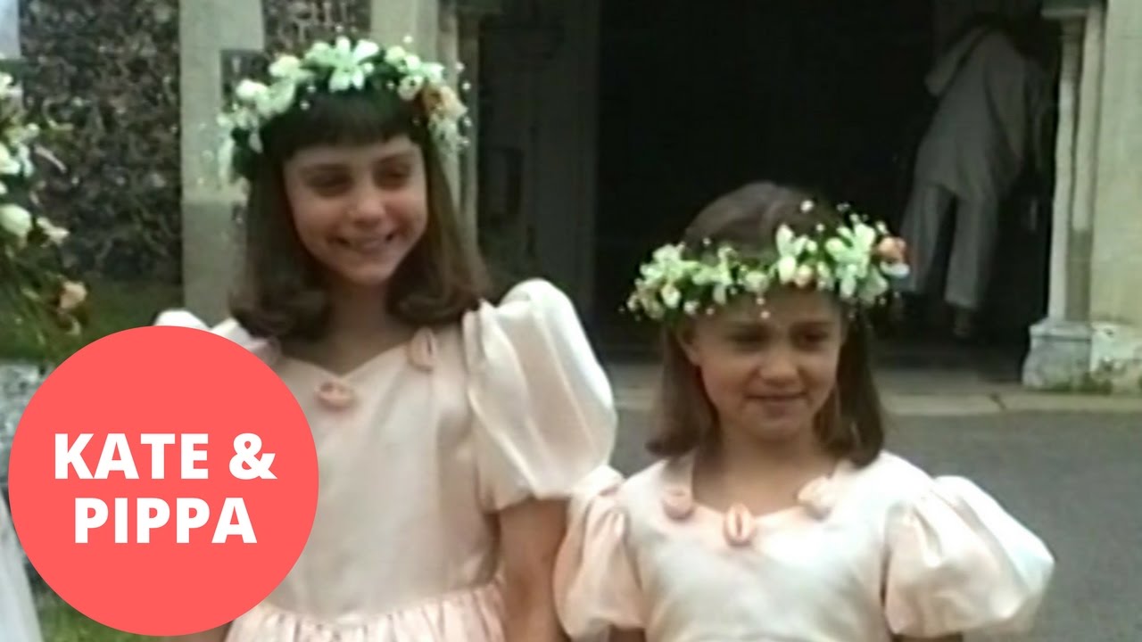 Unseen footage shows a young Kate and Pippa as beaming bridesmaids