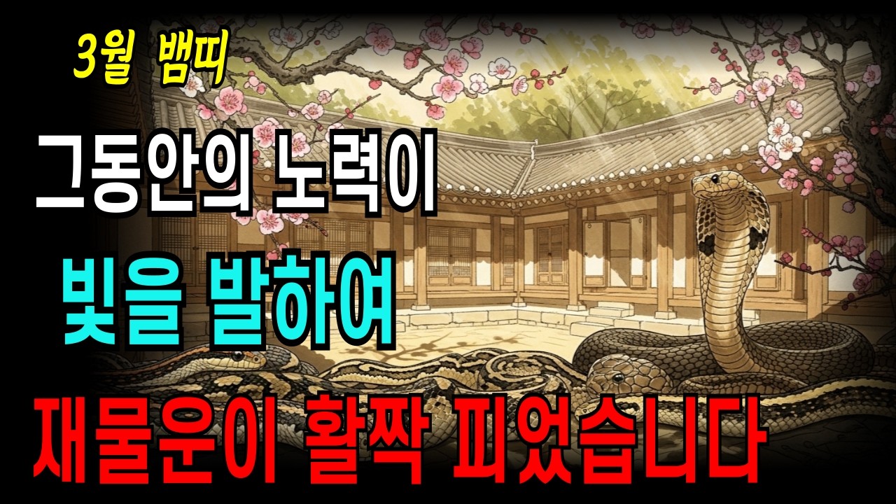 뱀띠 2026년 3월 운세 | 드디어 터지는 봄의 재물운 완전 공개