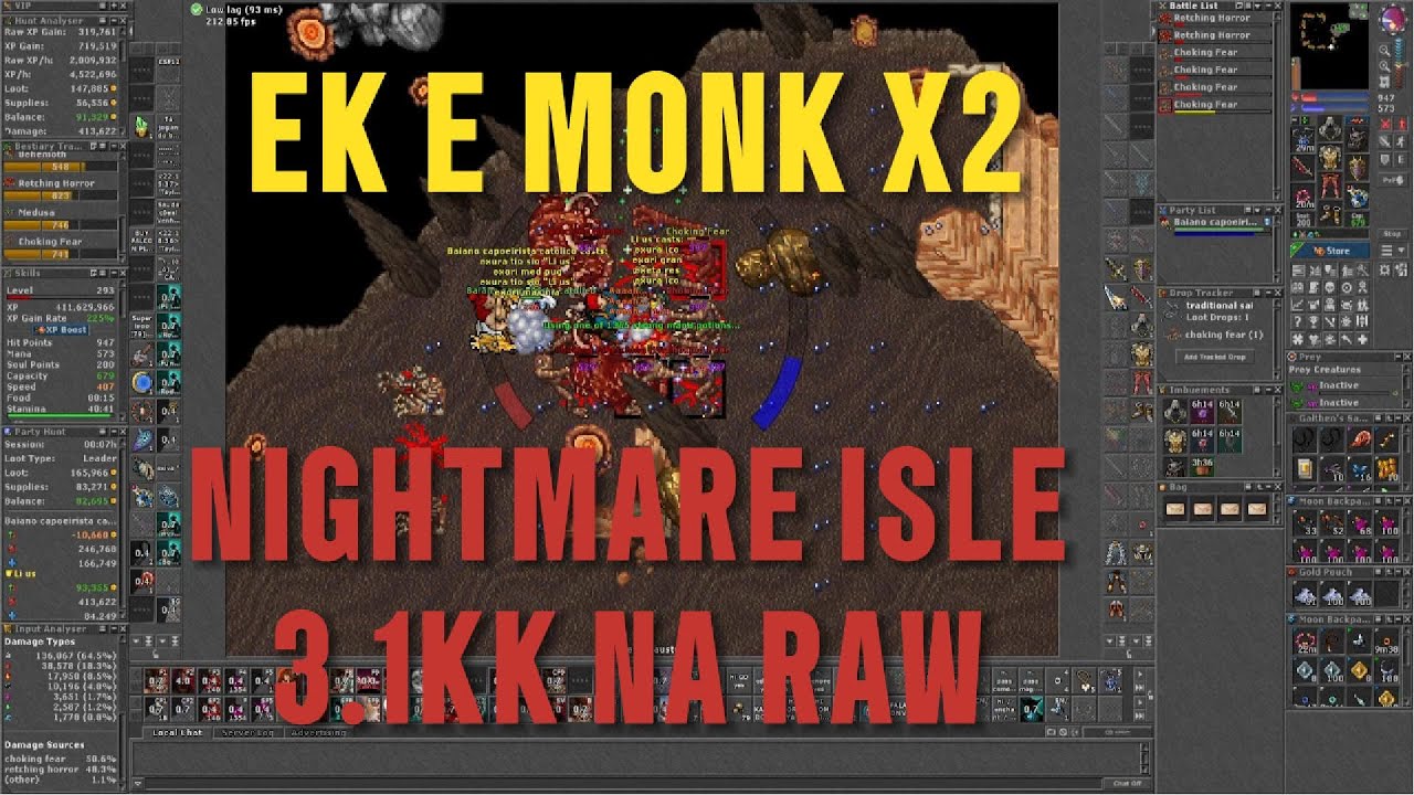 Nightmare Isles DUO | EK 300+ e Monk 200+ Farmando XP Bruta
