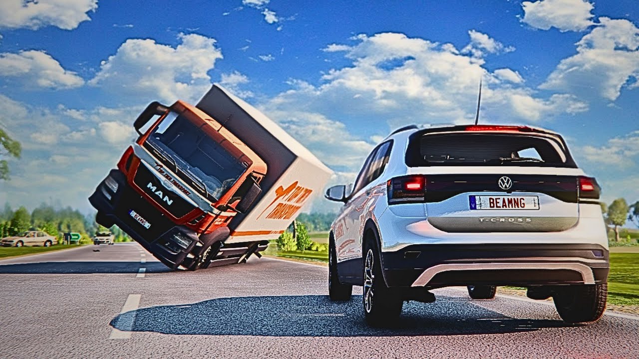 BeamNG Drive - Realistic Rollover Crashes #1