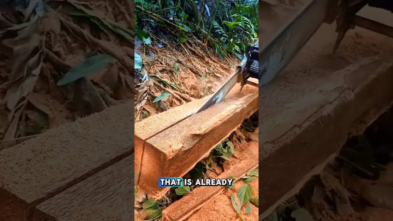 splitting the most beautiful fibered coconut wood #feedshorts #shorts #chainsaw
