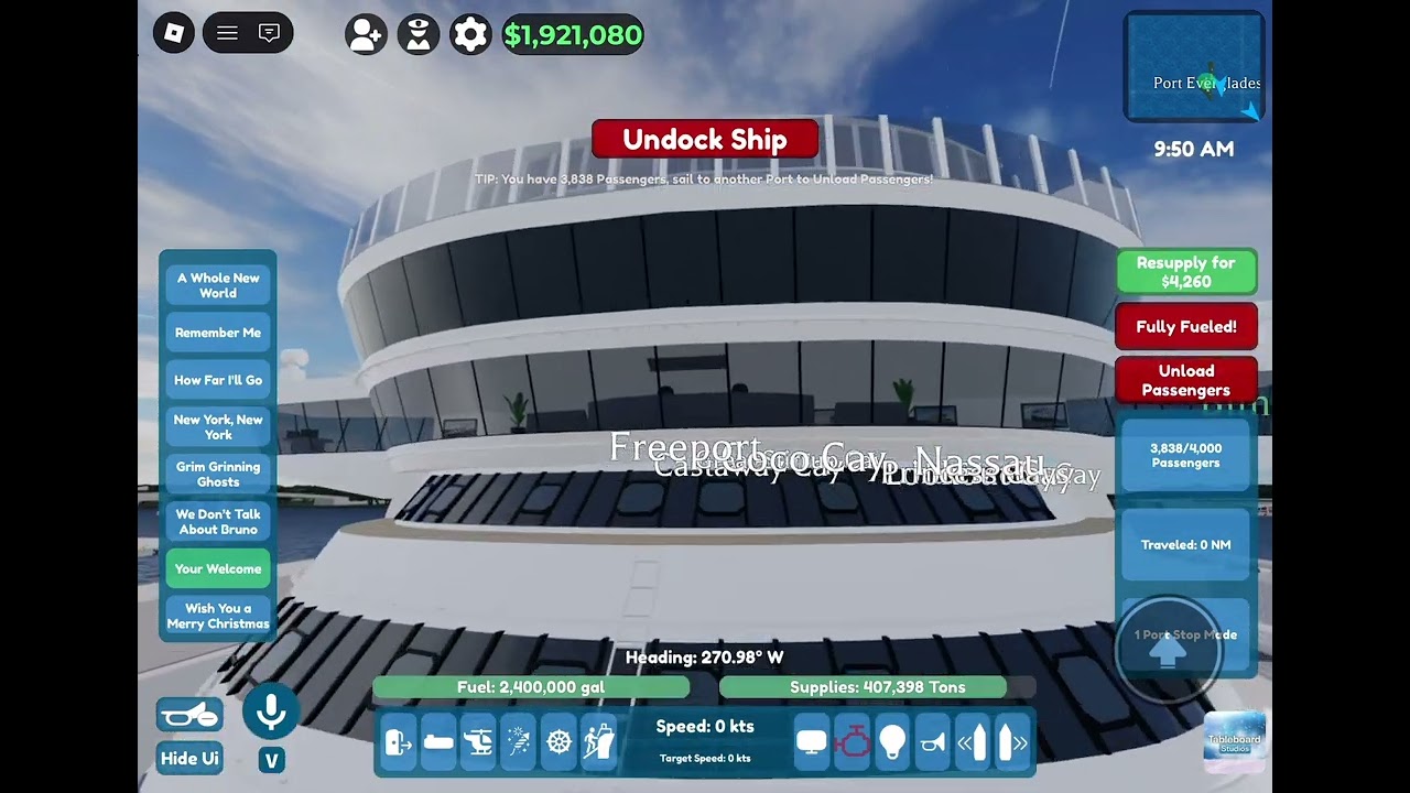 All of the triton class horns in cruise ship simulator Roblox 