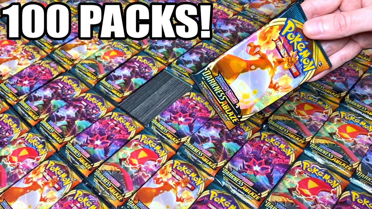 100 PACKS OF POKEMON CARDS! How Many Ultra Rare Charizards Can I Pull From Opening Darkness Ablaze