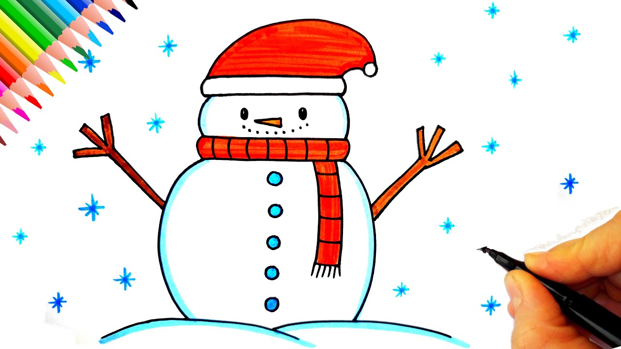 Çok Kolay Kardan Adam Çizimi ⛄❄ Kardan Adam Nasıl Çizilir? - How To Draw a Snowman Easy #snowman