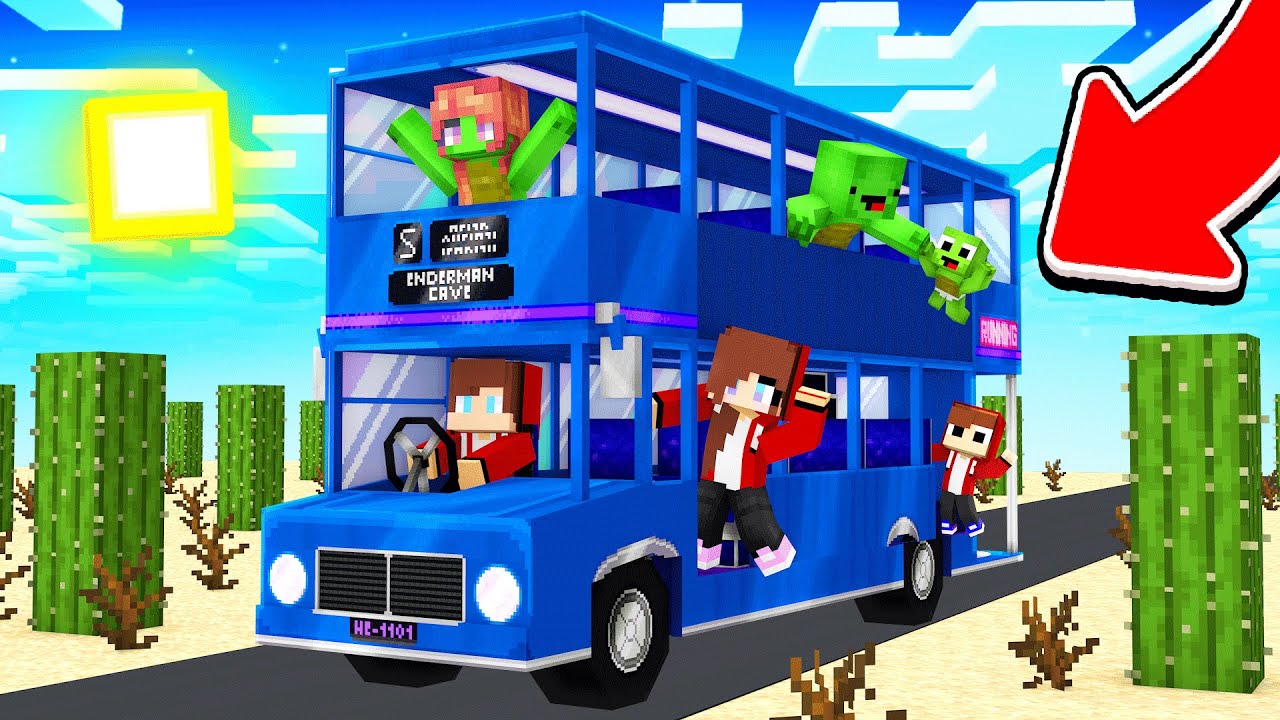 Mikey Family and JJ Family Survive Their First BUS TRIP in Minecraft (Maizen)