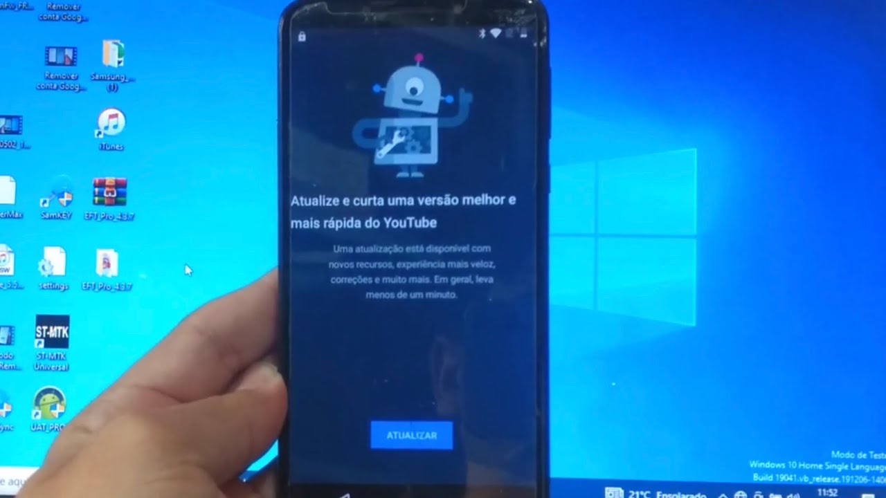 Conta Google Moto G6 Play - Quando o YouTube pede para atualizar.