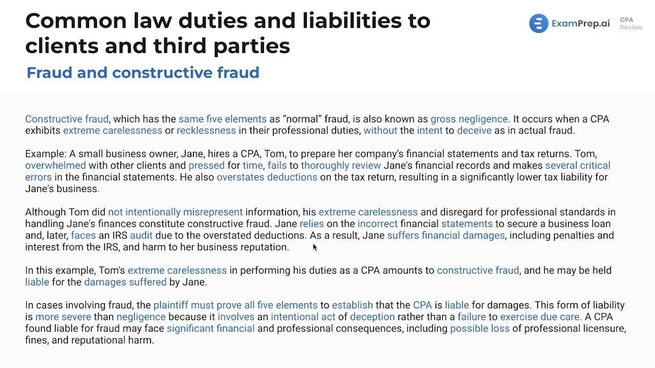 Fraud and Constructive Fraud [CPA Prep]