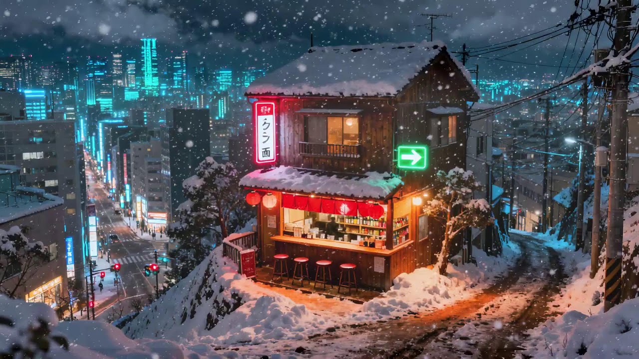 Ramen & Coffee Under Snow ☕🍜 | Chill Tokyo Lofi Beats