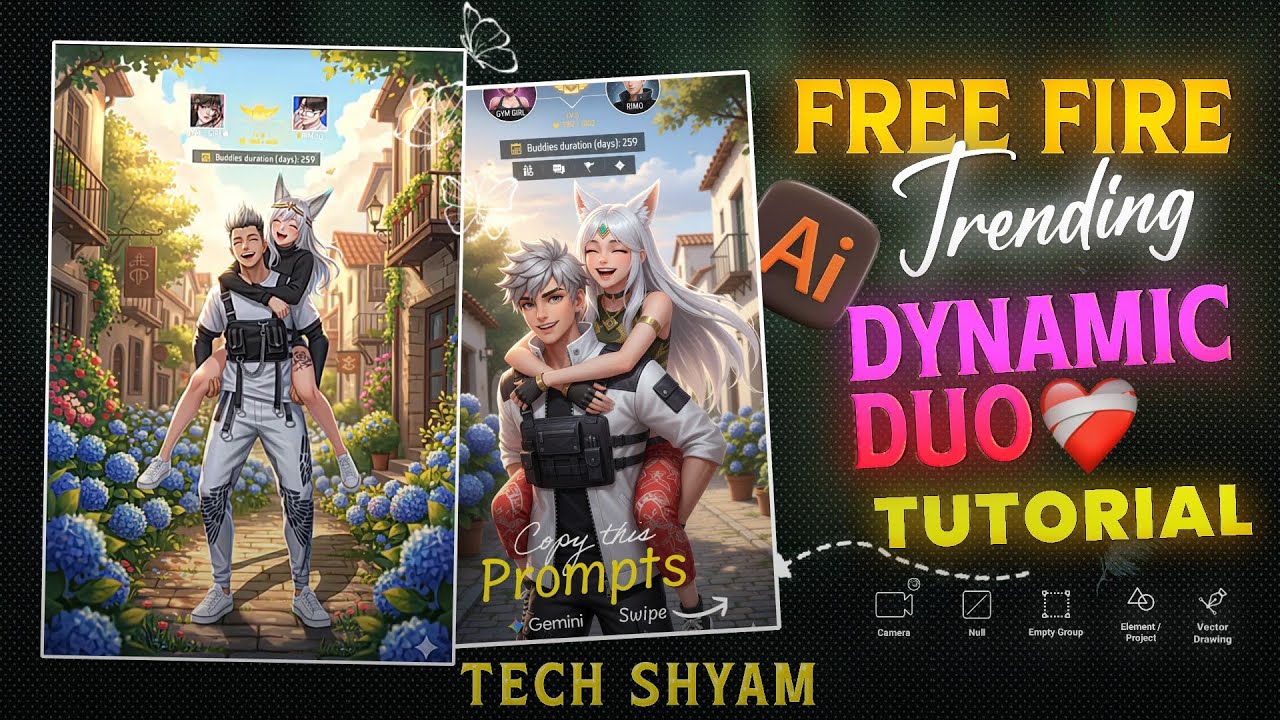 Free Fire Trending dynamic 3D animation image TrendGamini | Gemini Copule Ai Photo Editing Trend ⚡