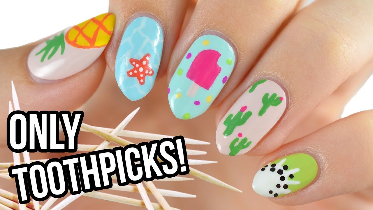Nail Art For Summer Using A TOOTHPICK!