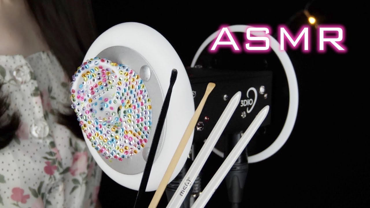 ASMR ラインストーンの耳✨Decorated Your Ears👂Scratching & Tapping / No Talking