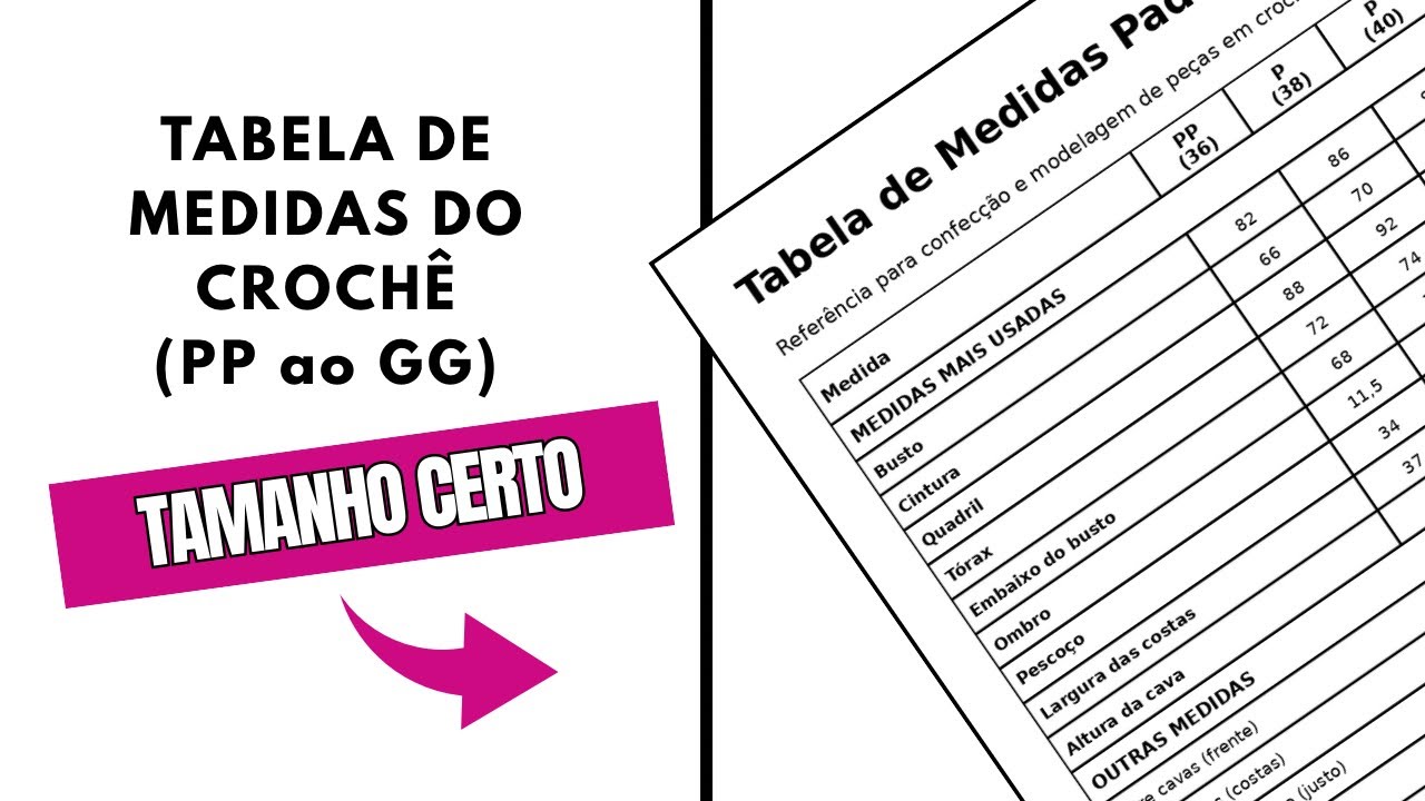 TABELA DE MEDIDAS padrão pra não errar o tamanho