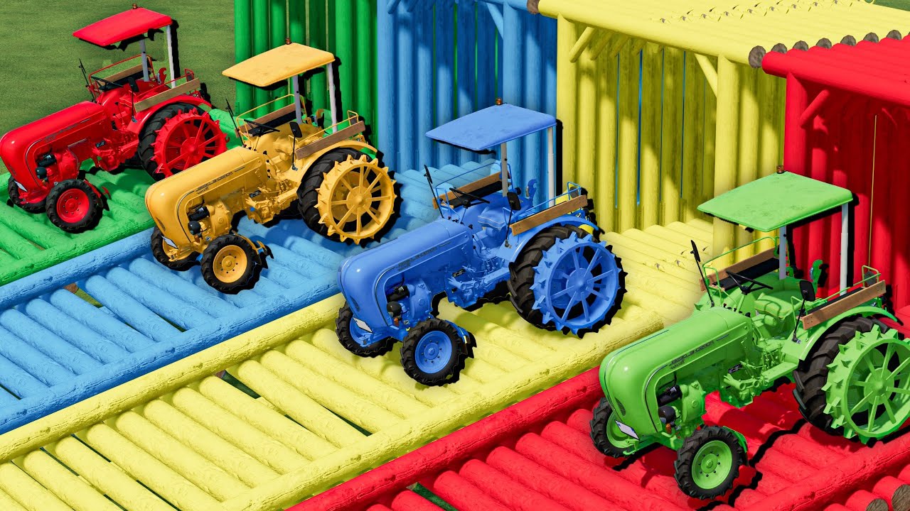 Colorful Manure Transport - Mini Tractor Work With Trailers | Farming Simulator 22